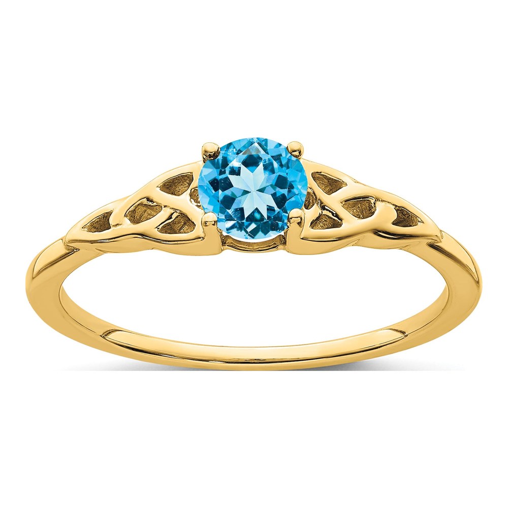 14K Yellow Gold Sky Blue Topaz Celtic Knot Ring