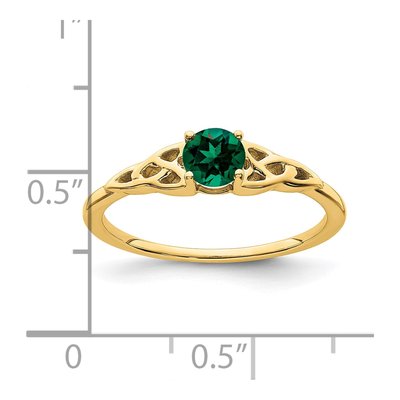 10K Yellow Gold Lab-Created Emerald Celtic Knot Ring – view 3
