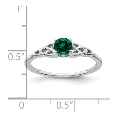 14K White Gold Lab-Created Emerald Celtic Knot Ring – view 2
