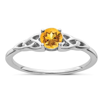 14K White Gold Citrine Celtic Knot Ring