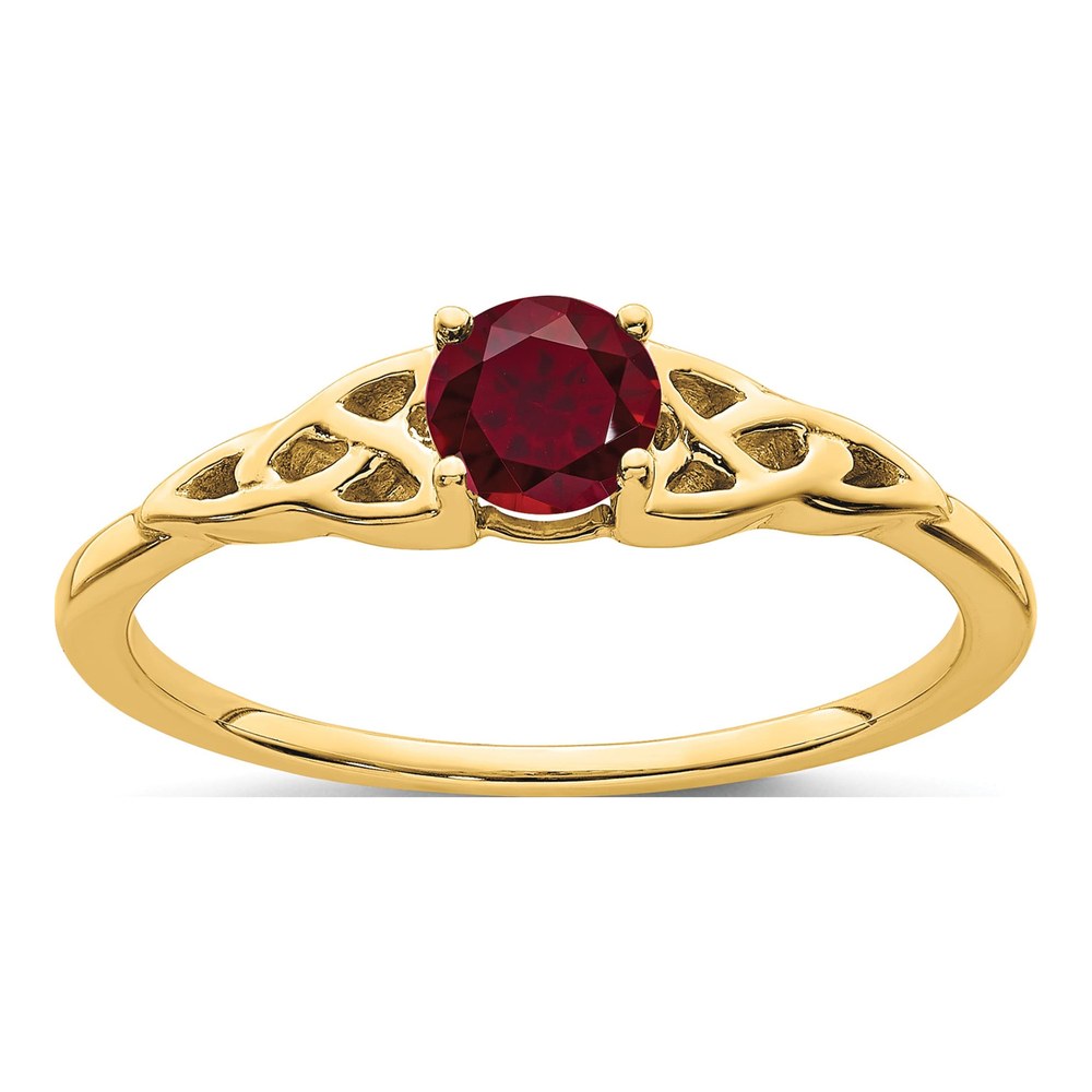 10K Yellow Gold Lab-Created Ruby Celtic Knot Ring