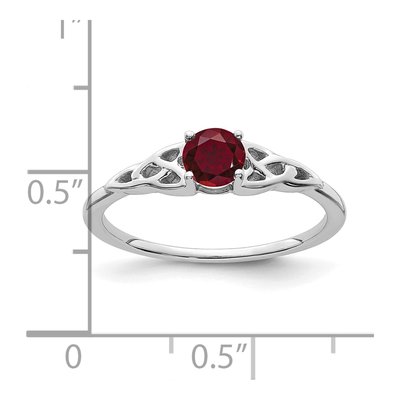 14K White Gold Lab-Created Ruby Celtic Knot Ring – view 2