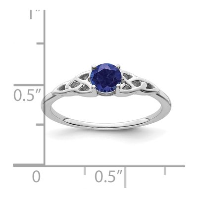 14K White Gold Lab-Created Sapphire Celtic Knot Ring – view 2
