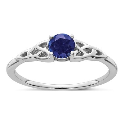 14K White Gold Lab-Created Sapphire Celtic Knot Ring