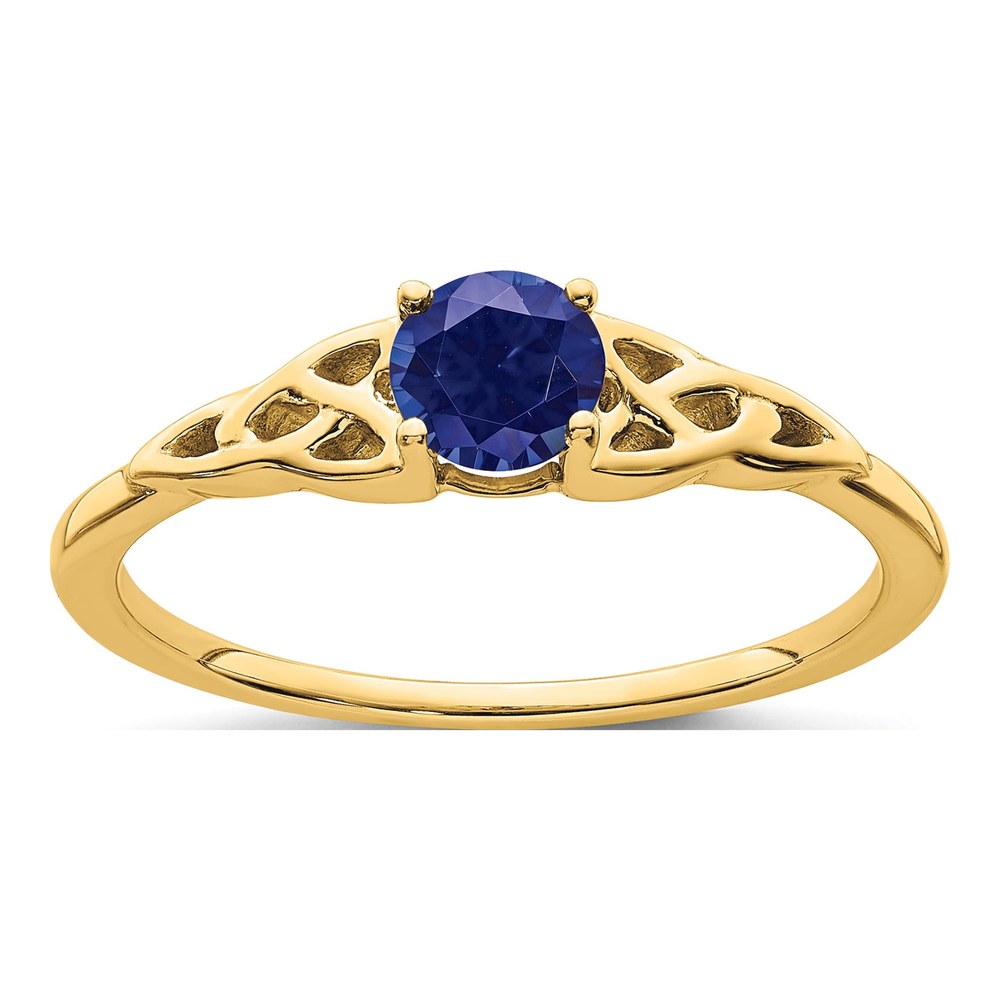14K Yellow Gold Lab-Created Sapphire Celtic Knot Ring