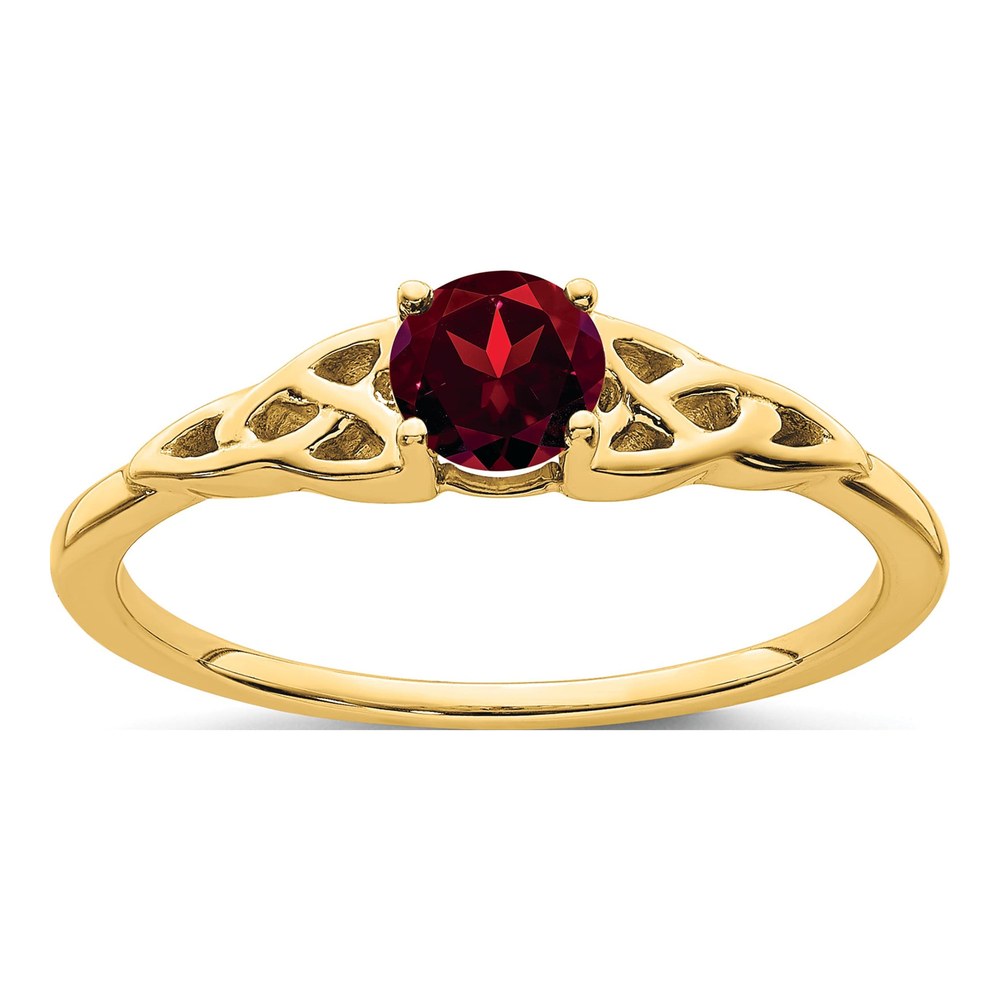 10K Yellow Gold Garnet Celtic Knot Birthstone Ring
