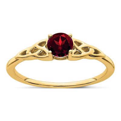 10K Yellow Gold Garnet Celtic Knot Birthstone Ring
