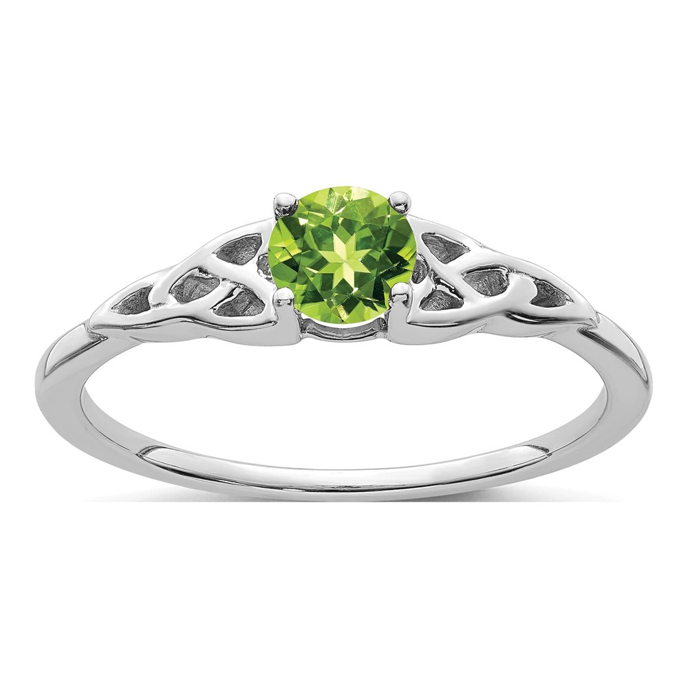 14K White Gold Peridot Celtic Knot Ring