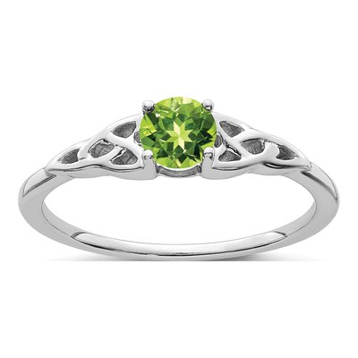 14K White Gold Peridot Celtic Knot Ring
