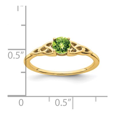 14K Yellow Gold Peridot Round Celtic Knot Ring – view 2