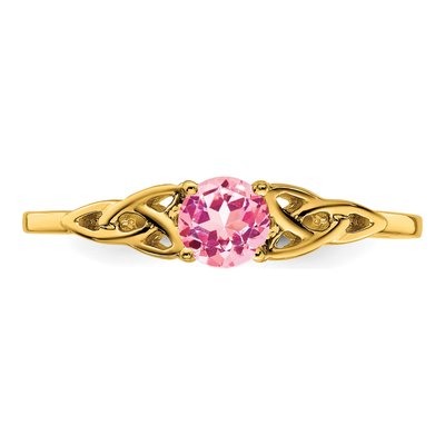 10K Yellow Gold Pink Tourmaline Celtic Knot Ring – view 7