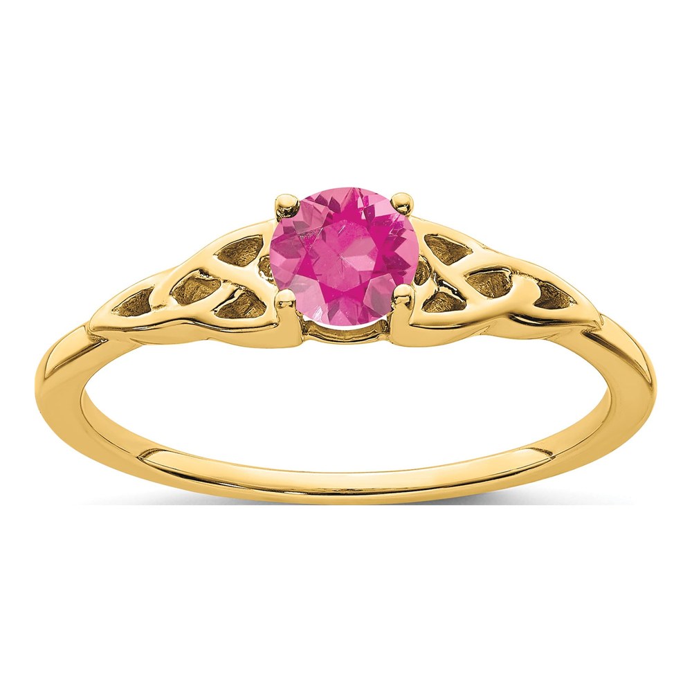 10K Yellow Gold Pink Tourmaline Celtic Knot Ring
