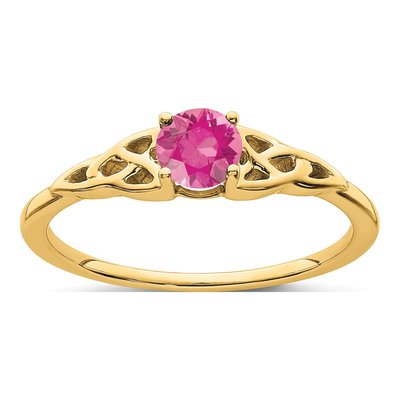 10K Yellow Gold Pink Tourmaline Celtic Knot Ring