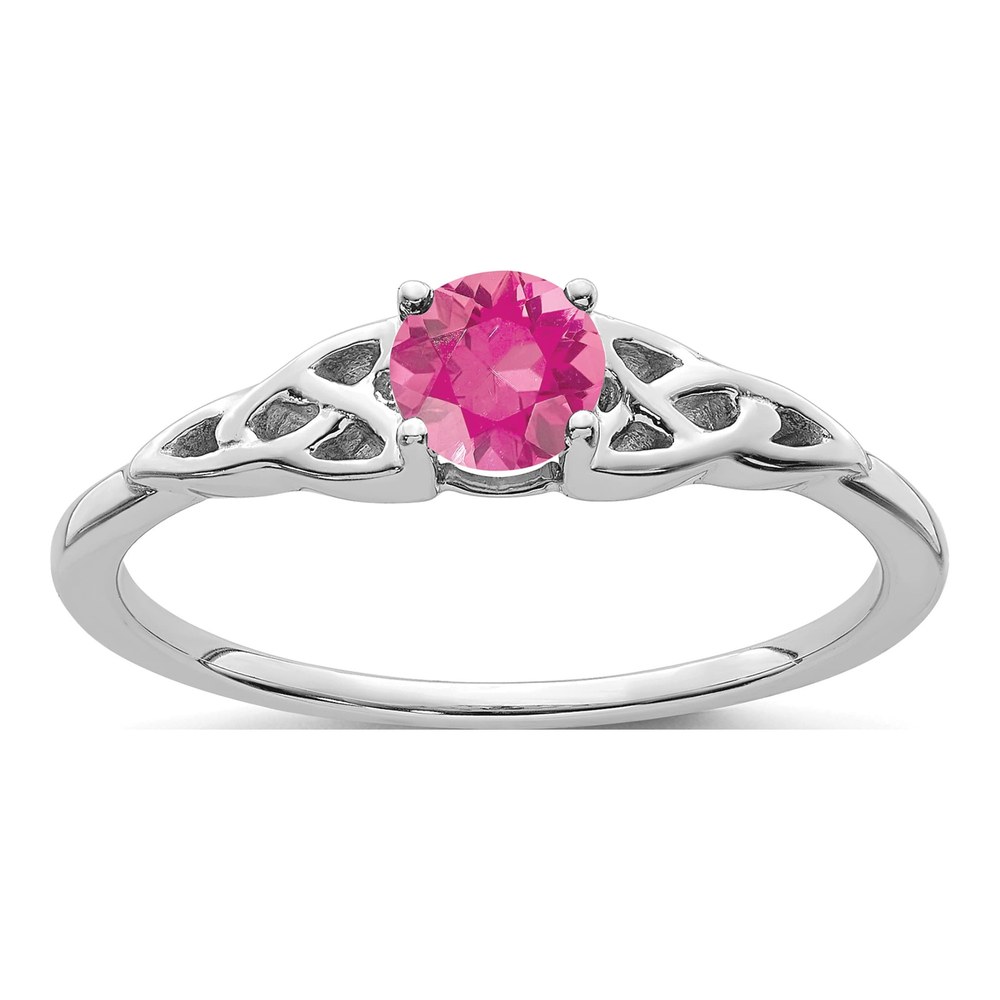 14K White Gold Pink Tourmaline Celtic Knot Ring