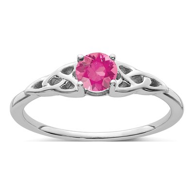 14K White Gold Pink Tourmaline Celtic Knot Ring