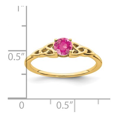 14K Yellow Gold Pink Tourmaline Celtic Knot Ring – view 2