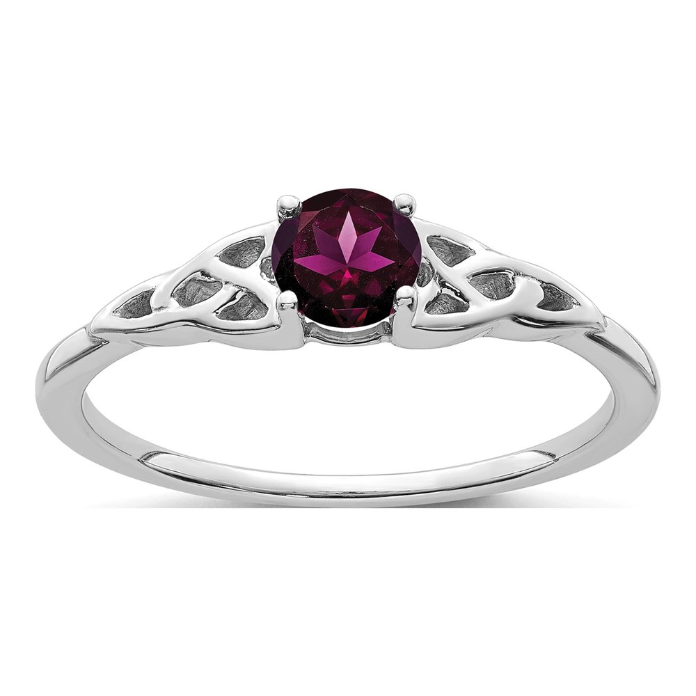 14K White Gold Rhodolite Garnet Celtic Knot Ring