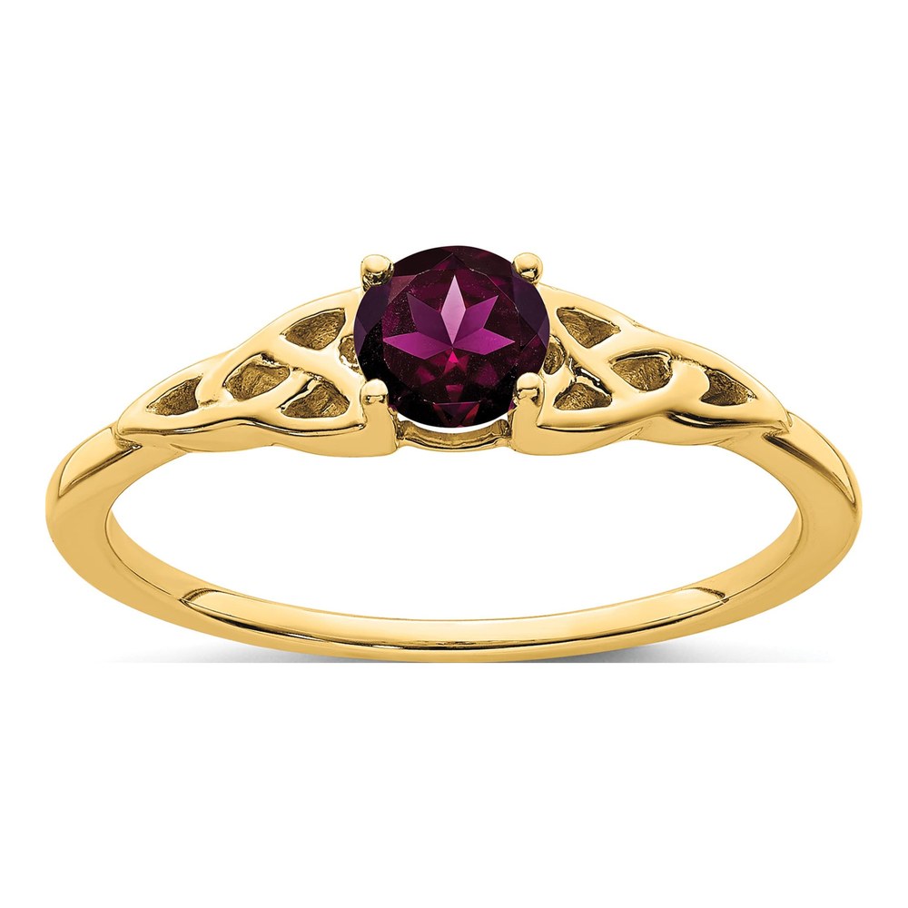 14K Yellow Gold Rhodolite Garnet Celtic Knot Ring