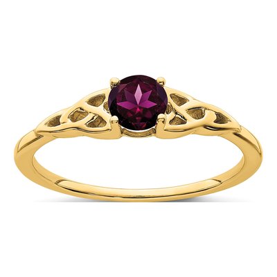 14K Yellow Gold Rhodolite Garnet Celtic Knot Ring