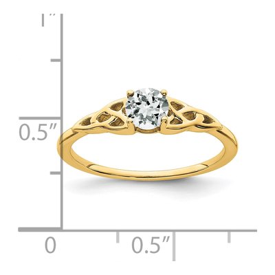 10K Yellow Gold White Topaz Celtic Knot Ring – view 2