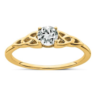10K Yellow Gold White Topaz Celtic Knot Ring