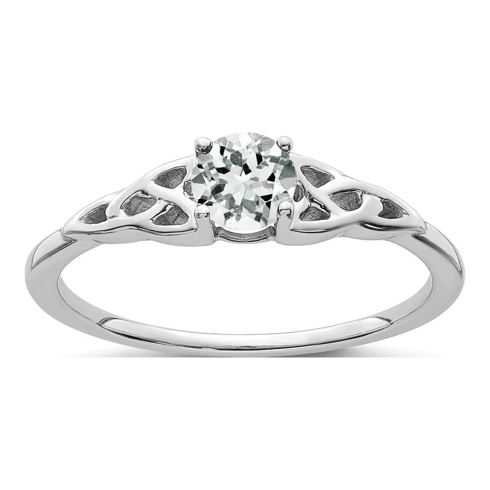 14K White Gold White Topaz Celtic Knot Ring