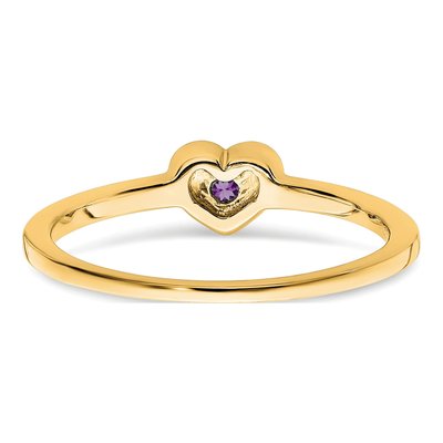 14K Yellow Gold Amethyst Heart Ring – view 3