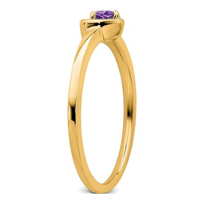 14K Yellow Gold Amethyst Heart Ring – view 5