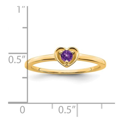 14K Yellow Gold Amethyst Heart Ring – view 7