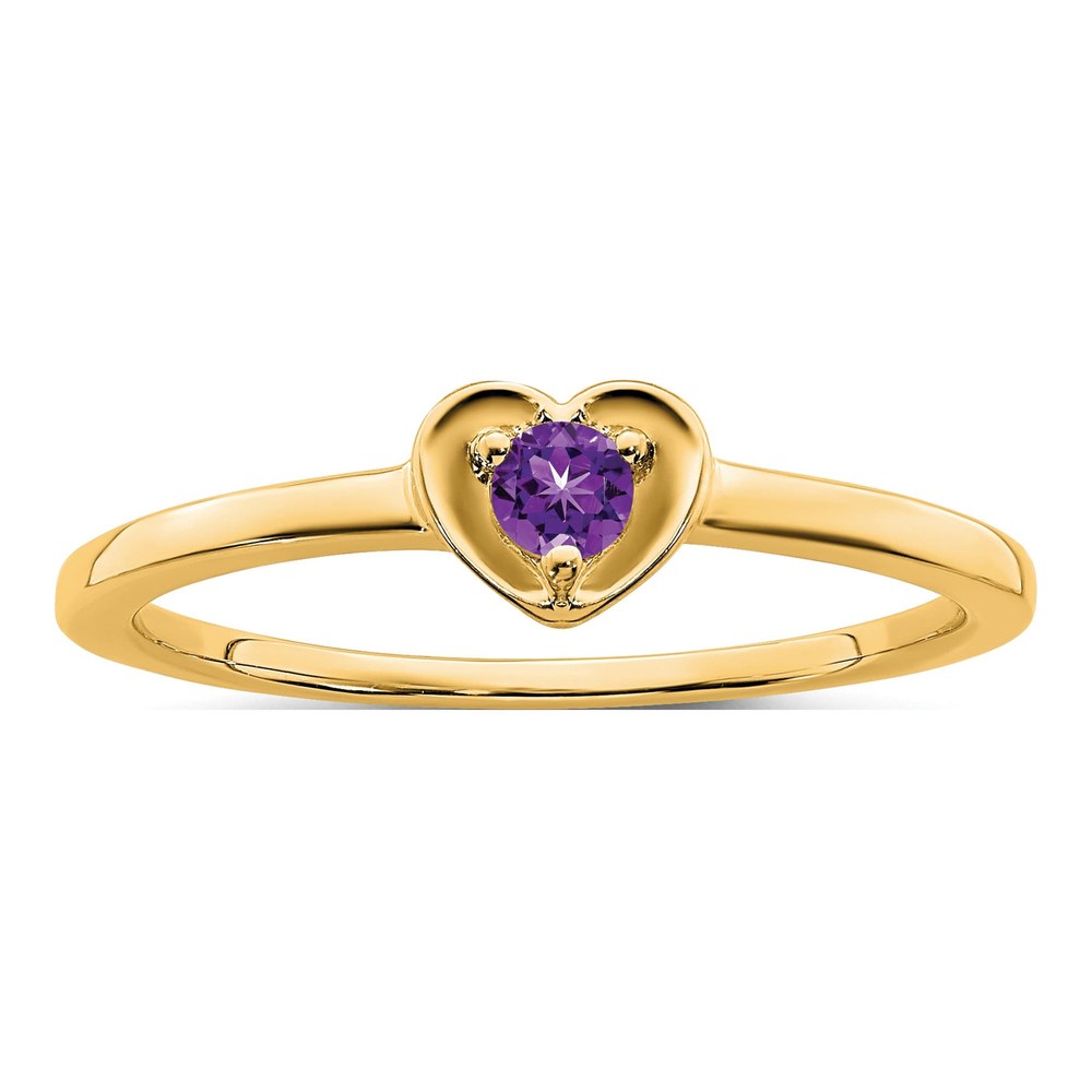 14K Yellow Gold Amethyst Heart Ring