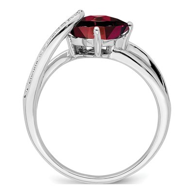 Sterling Silver Amethyst & Diamond Cushion Ring – view 2