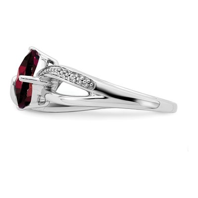 Sterling Silver Amethyst & Diamond Cushion Ring – view 3