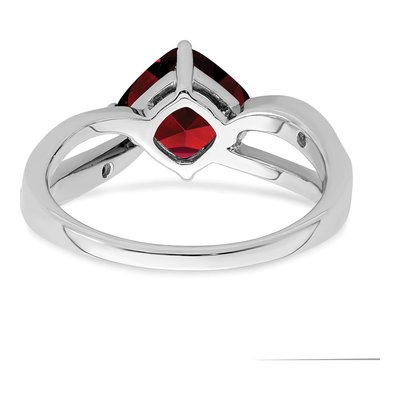 Sterling Silver Amethyst & Diamond Cushion Ring – view 5