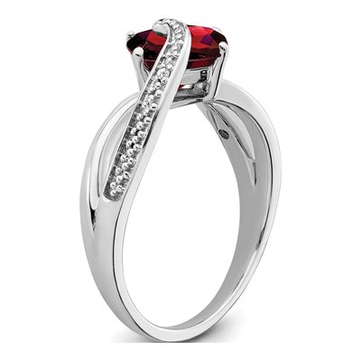 Sterling Silver Amethyst & Diamond Cushion Ring – view 6