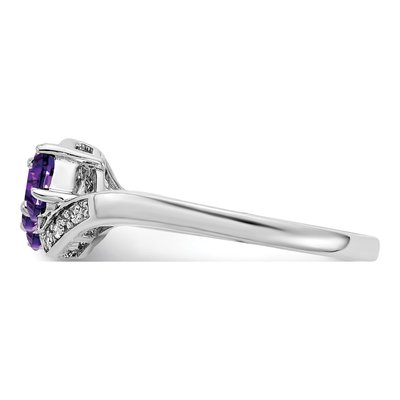 Sterling Silver Amethyst & Diamond Ring – view 4