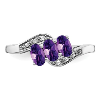 Sterling Silver Amethyst & Diamond Ring – view 5