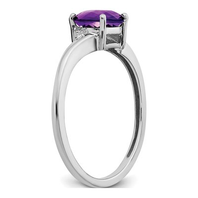 Sterling Silver Amethyst & Diamond Cushion Ring – view 4