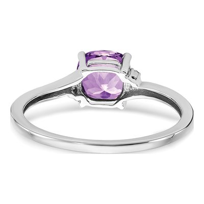 Sterling Silver Amethyst & Diamond Cushion Ring – view 6
