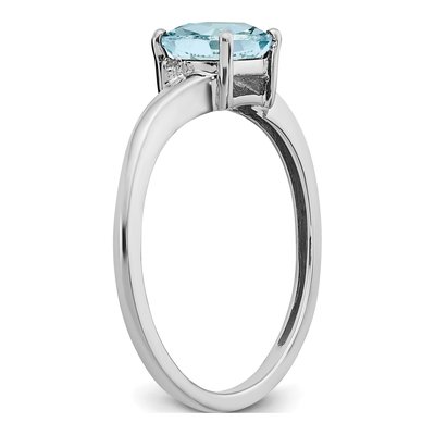 Sterling Silver Aquamarine & Diamond Ring – view 3