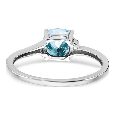 Sterling Silver Aquamarine & Diamond Ring – view 4