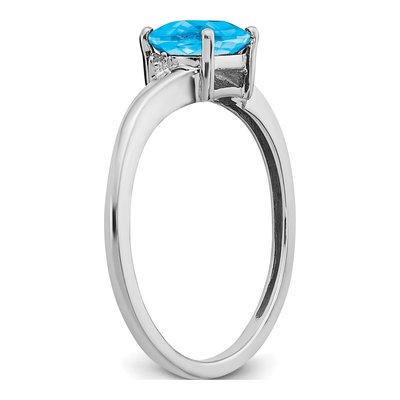 Sterling Silver Blue Topaz & Diamond Ring – view 3
