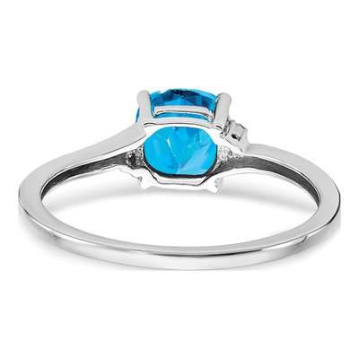 Sterling Silver Blue Topaz & Diamond Ring – view 4