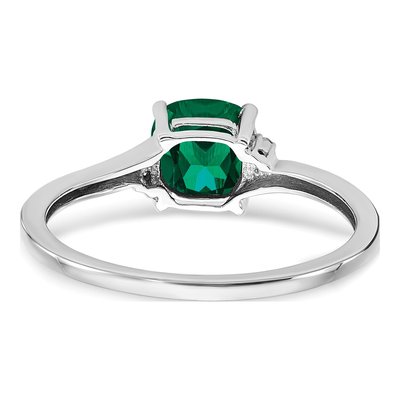 Sterling Silver Lab-Created Emerald & Diamond Ring – view 4