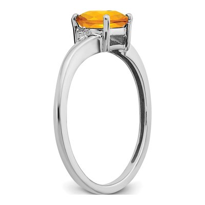 Sterling Silver Citrine & Diamond Cushion Ring – view 2