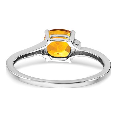 Sterling Silver Citrine & Diamond Cushion Ring – view 3