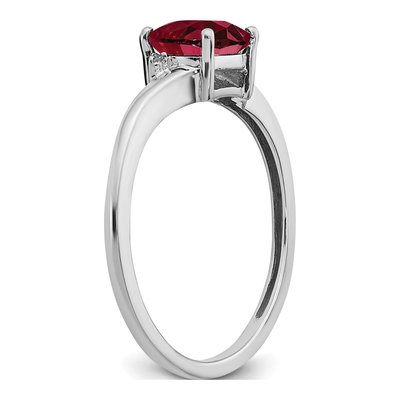 Sterling Silver Lab-Created Ruby & Diamond Ring – view 3