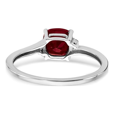 Sterling Silver Lab-Created Ruby & Diamond Ring – view 4