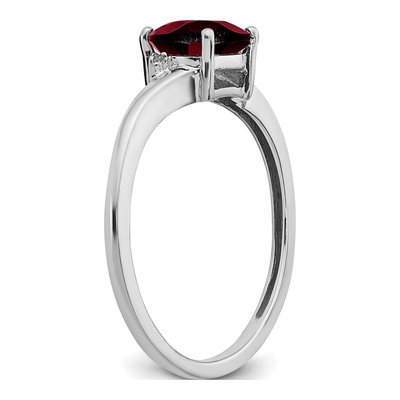 Sterling Silver Garnet & Diamond Cushion Ring – view 2