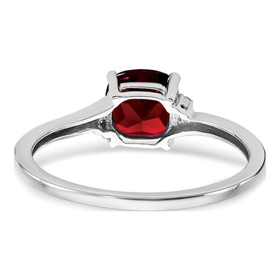 Sterling Silver Garnet & Diamond Cushion Ring – view 3
