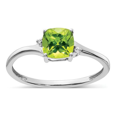 Sterling Silver Peridot & Diamond Ring